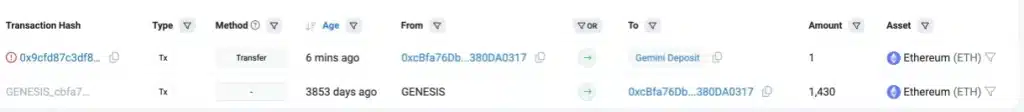 Details of the unsuccessful transaction.
