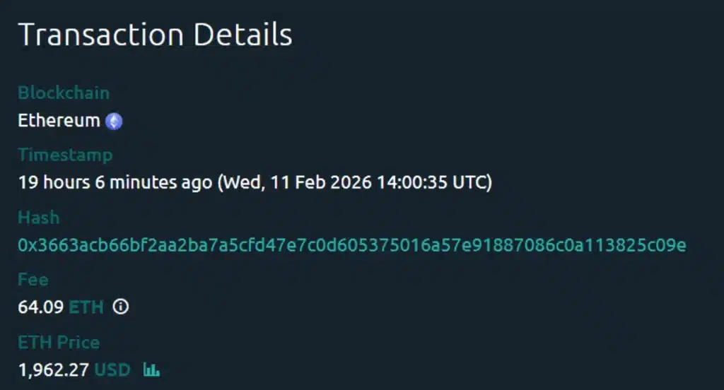 Details of the expensive transaction.