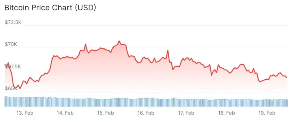 Bitcoin price 7-day chart.