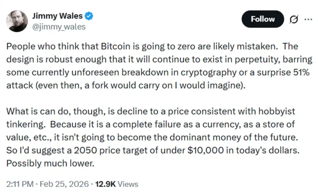 Jimmy Wales' take on Bitcoin future.