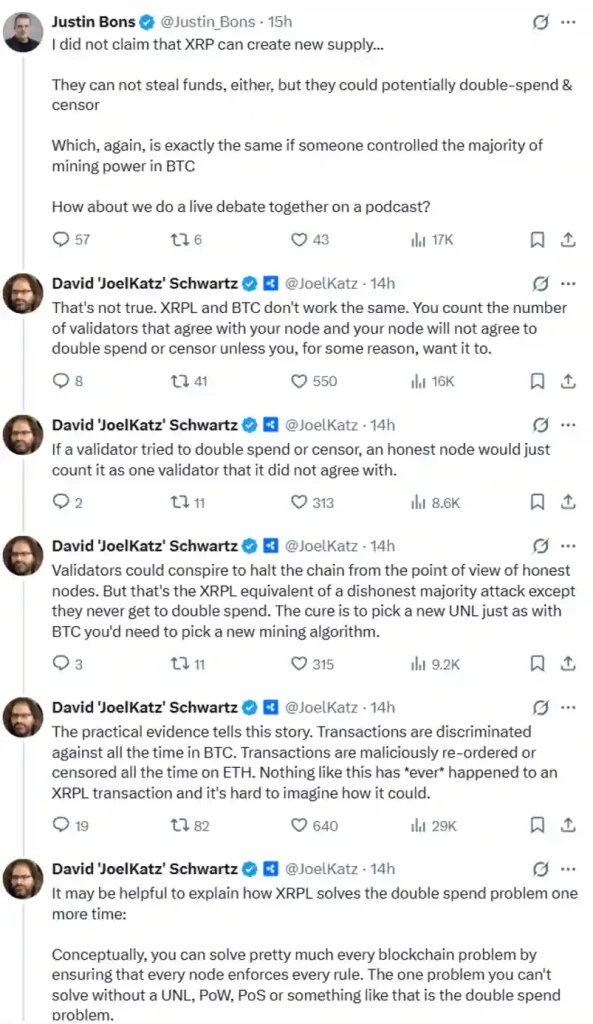 Ripple CTO’s replies to Bons.