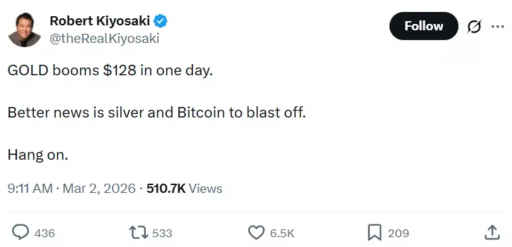 ‘Rich Dad Poor Dad’ author’s post.