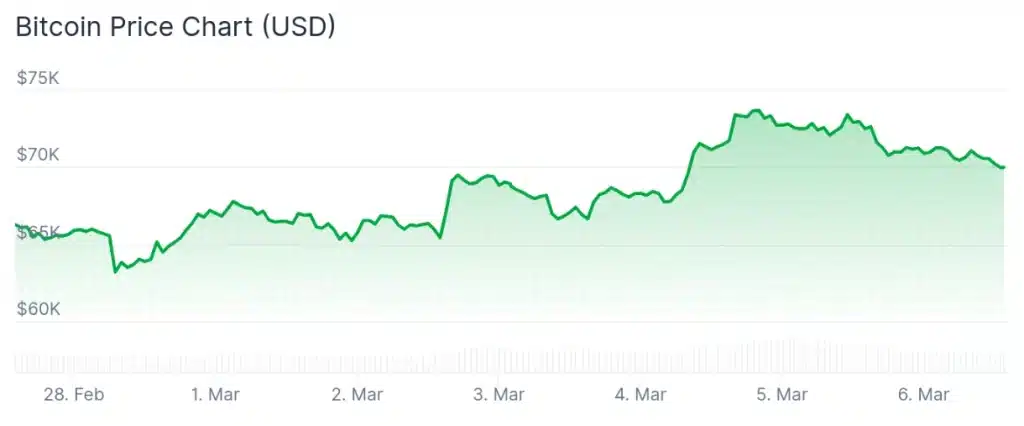 Bitcoin price 7-day chart.