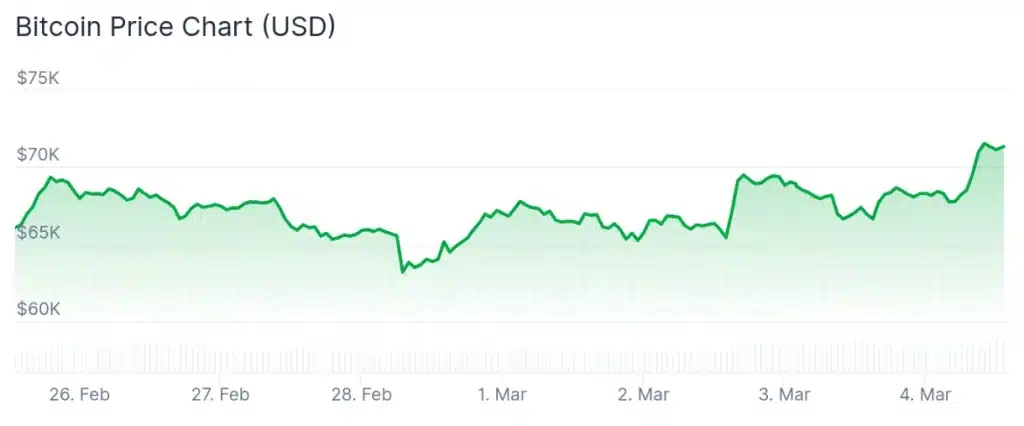 Bitcoin price 7-day chart.