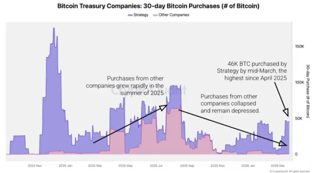 Bitcoin treasury companies’ purchases in number of BTC.