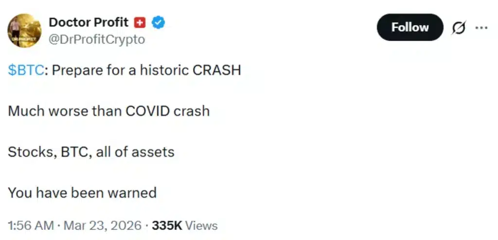 Bitcoin crash warning.