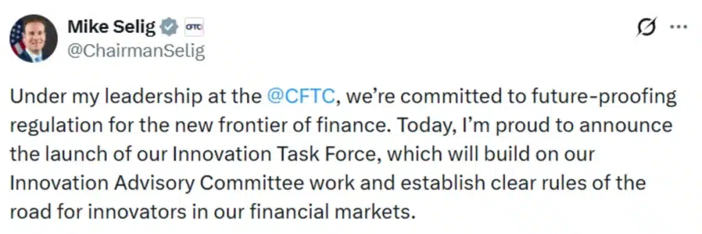 CFTC chairman’s announcement.