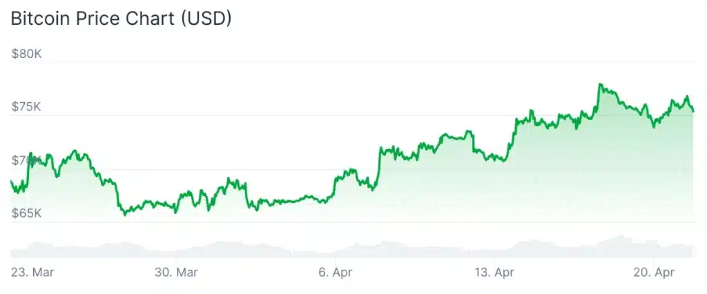 Bitcoin price 30-day chart.