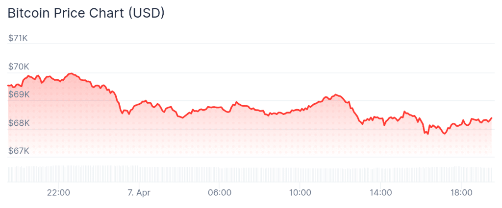 Bitcoin price 24-hour chart.
