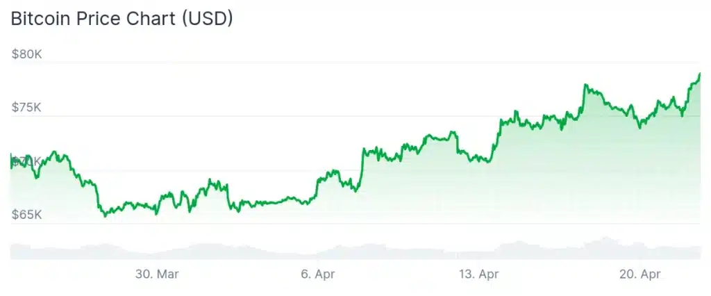 Bitcoin price 24-hour chart.