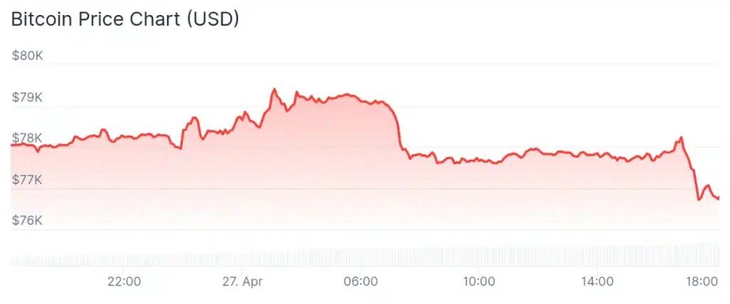 Bitcoin price 24-hour chart.