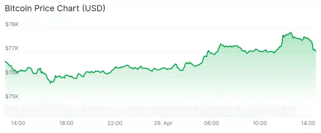 Bitcoin price 24-hour chart.