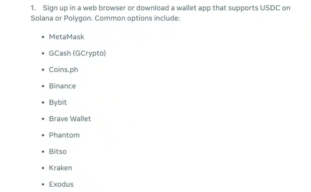 USDC Crypto Wallets, Meta Business Help Centre