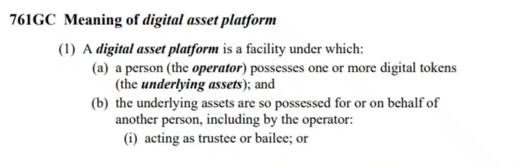 Definition of digital asset platform under the law.