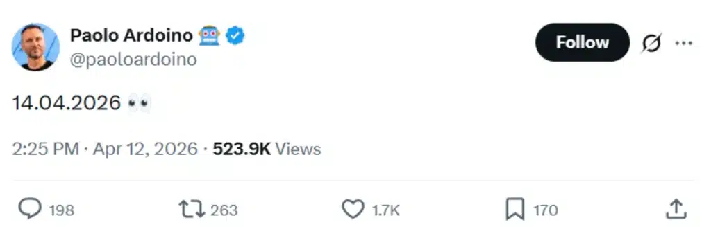 Tether CEO’s social media post.