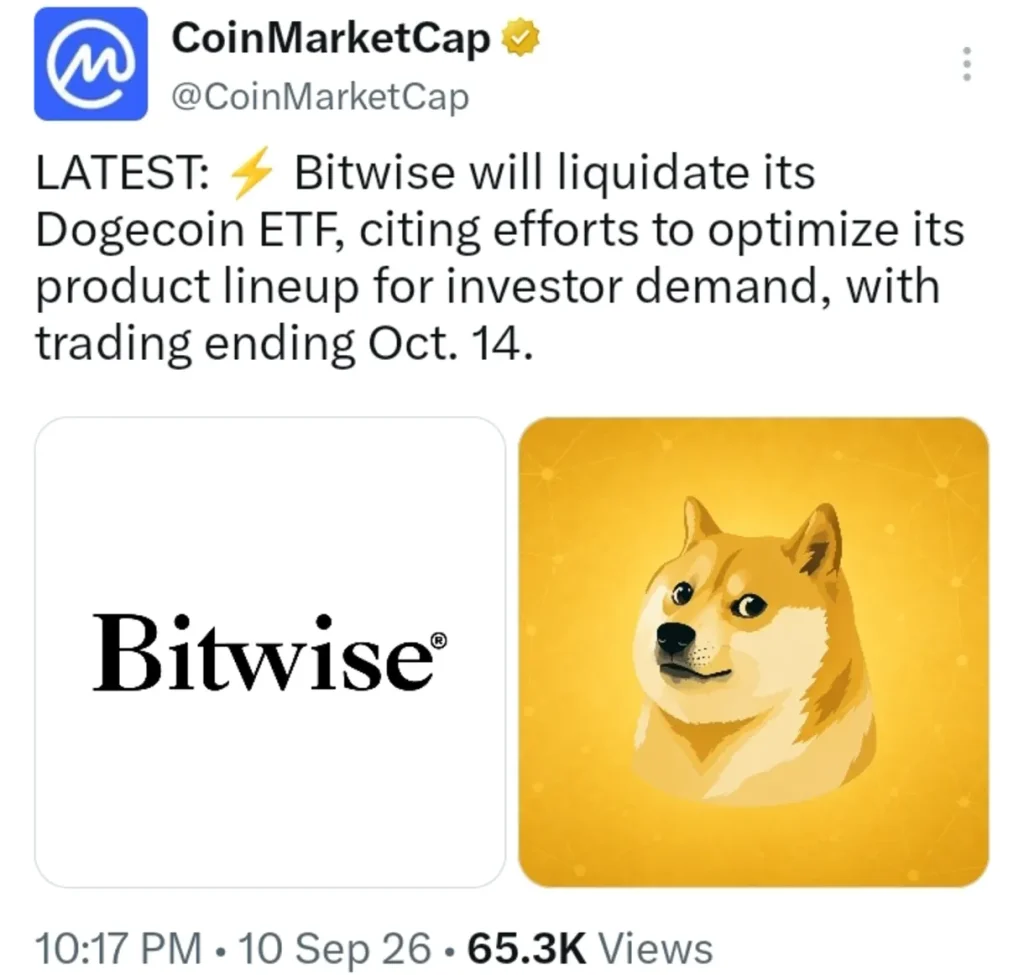 Bitwise Shuts Down Its DOGE ETF — What Went Wrong?